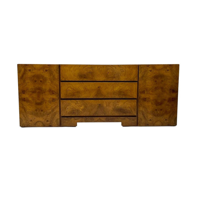 Vintage Milo Baughman for Lane Mid Century Modern Burlwood Lowboy Dresser 9 Drawers Dovetailed