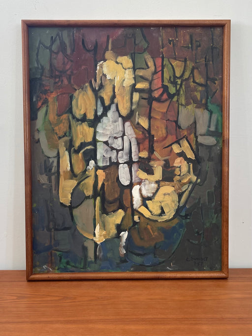 Vintage Original Framed and Signed Abstract Mid Century Artwork.