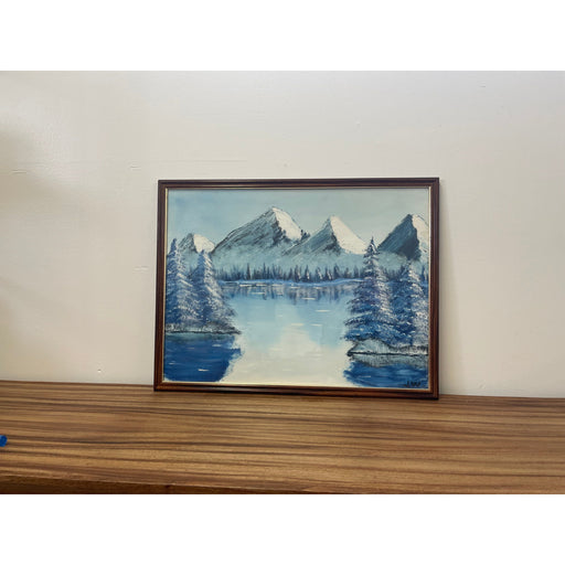 Vintage Original Framed and Signed Artwork of Snowy Forest