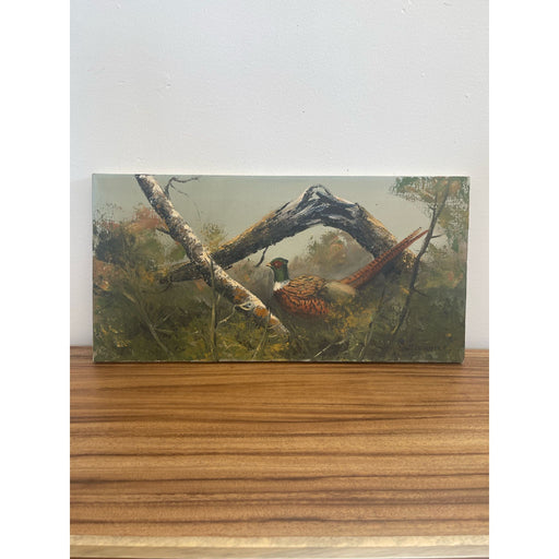 Vintage Original Signed Pheasant Painting on Canvas. Circa 1971
