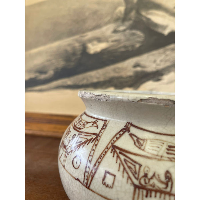 Vintage Pottery Abstract Brown Motif
