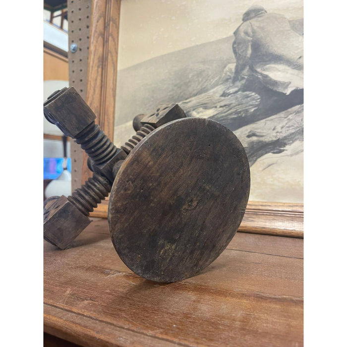 Vintage Primitive Wood Carved Candelabra Circa 1970s