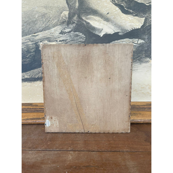 Vintage Pyrography Box Featuring Motif of Woman Driving a Car