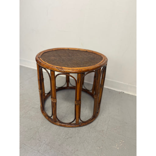 Vintage Rattan Caning Circular Side Table