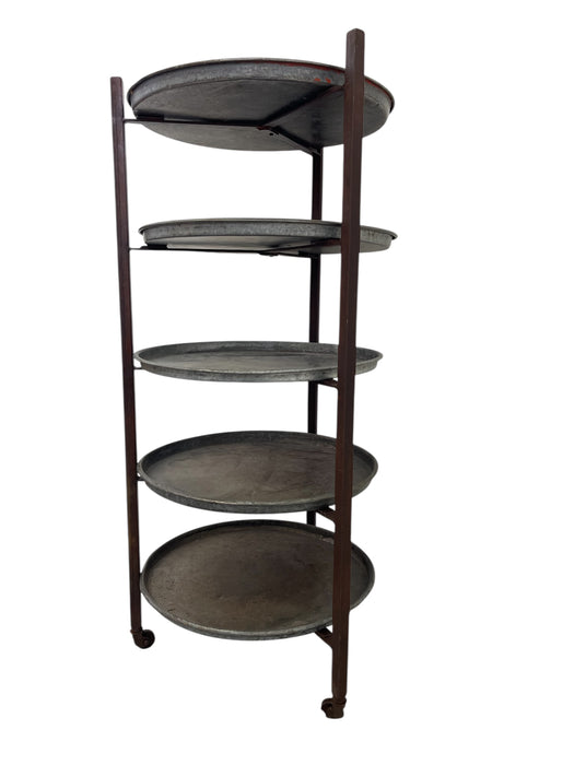 Vintage Reclaimed Bakery Shelf Rack with Removable Metal Trays