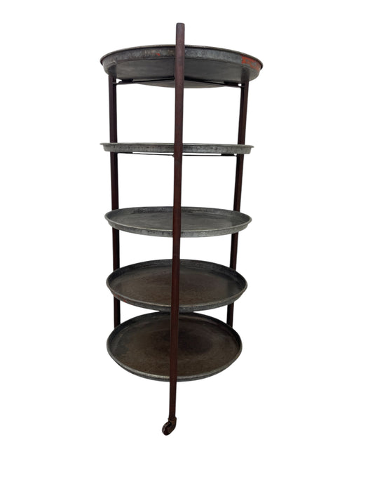 Vintage Reclaimed Bakery Shelf Rack with Removable Metal Trays