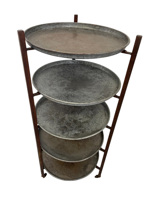 Vintage Reclaimed Bakery Shelf Rack with Removable Metal Trays