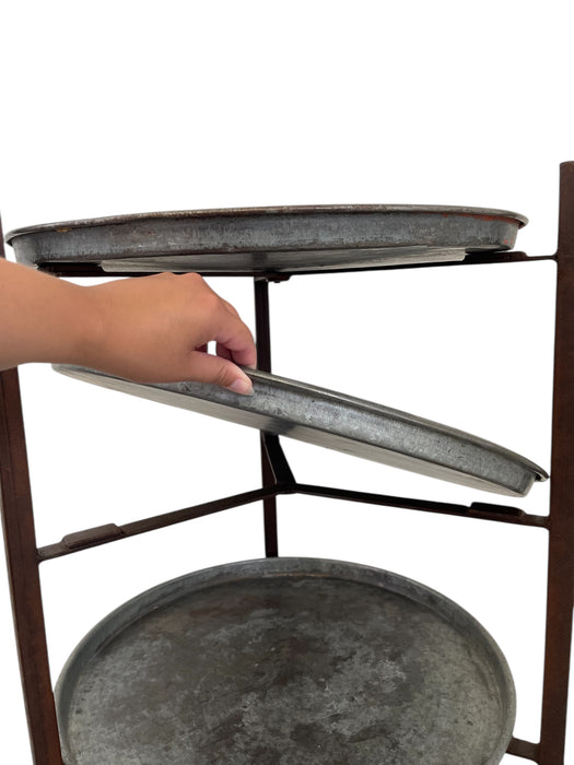 Vintage Reclaimed Bakery Shelf Rack with Removable Metal Trays