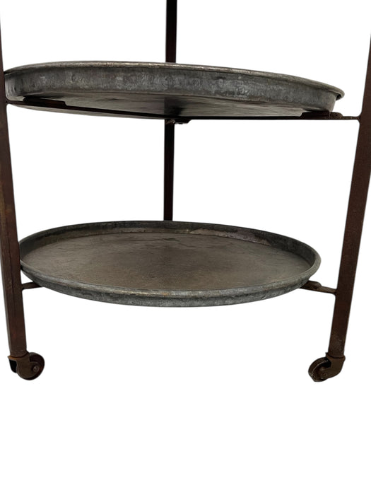 Vintage Reclaimed Bakery Shelf Rack with Removable Metal Trays