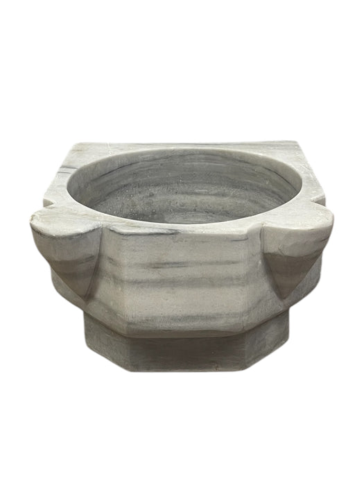 Vintage Rustic Hand-Carved Hexagonal Marble Sink Basin