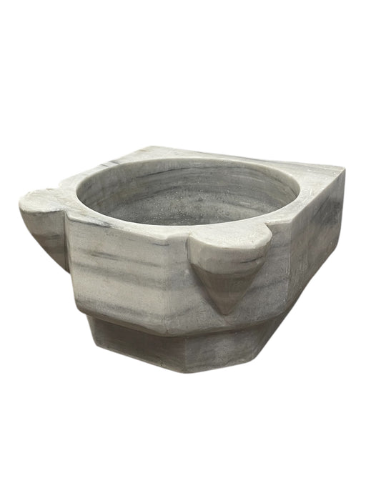 Vintage Rustic Hand-Carved Hexagonal Marble Sink Basin