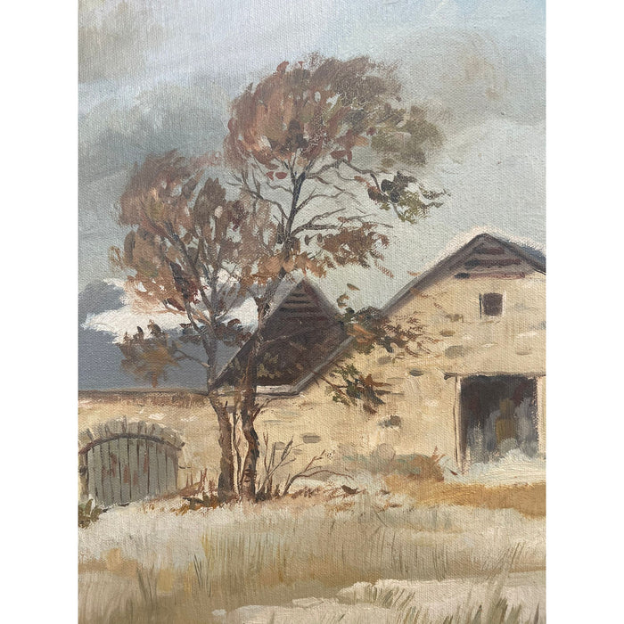 Vintage Scenic Painting Signed by Craig Kavafes Titled First Snow