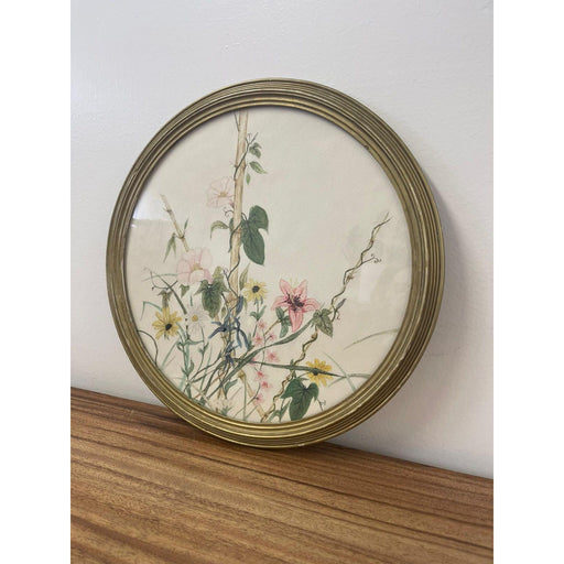 Vintage Signed and Framed Artwork of Garden Flowers