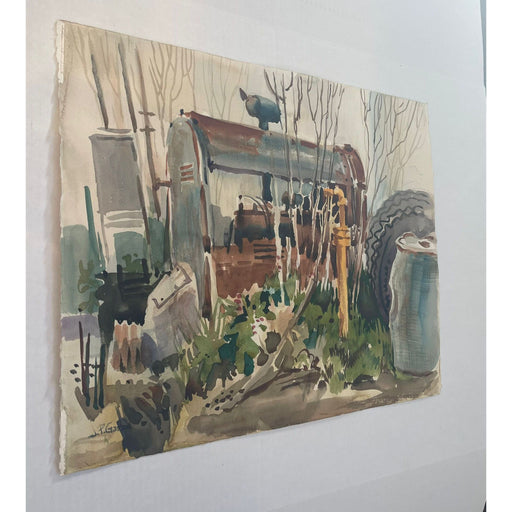 Vintage Signed and Numbered Abstract Yard Landscape Artwork