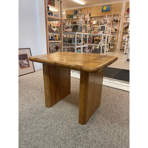 Vintage Solid Rounded Corner Wood Side Table circa 1970's