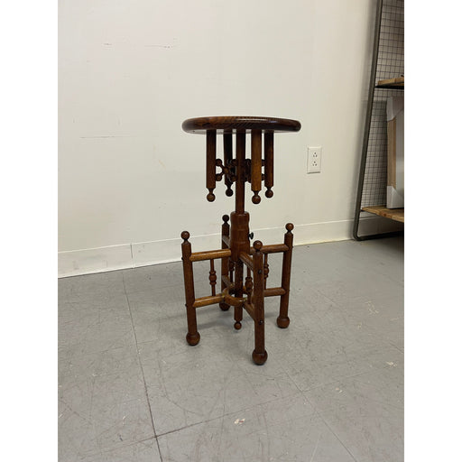 Vintage Stick and Ball Wooden Side Table with Adjustable Height