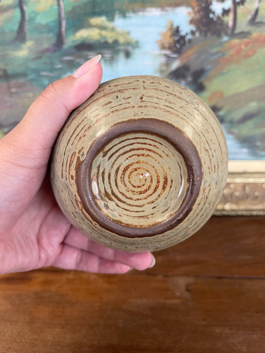 Vintage Studio Pottery Bud Vase with Incised and Glazed Abstract Motif