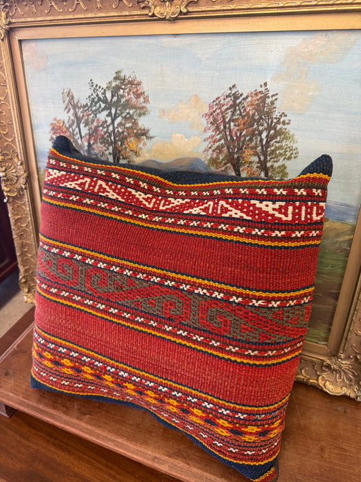 Vintage Traditional Woven Mini Pillow Charactestic of Folk and Ethnic Textiles