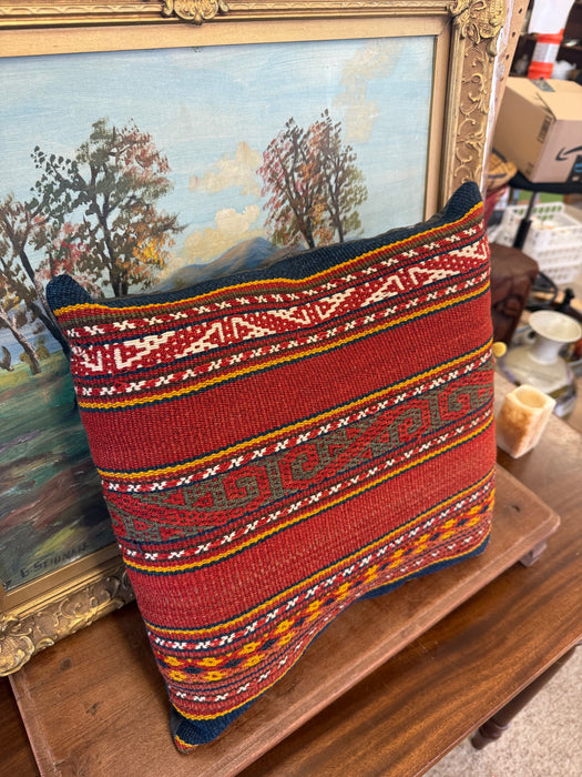 Vintage Traditional Woven Mini Pillow Charactestic of Folk and Ethnic Textiles