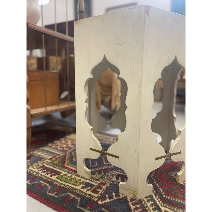 Vintage White Hexagonal Side Accent Table