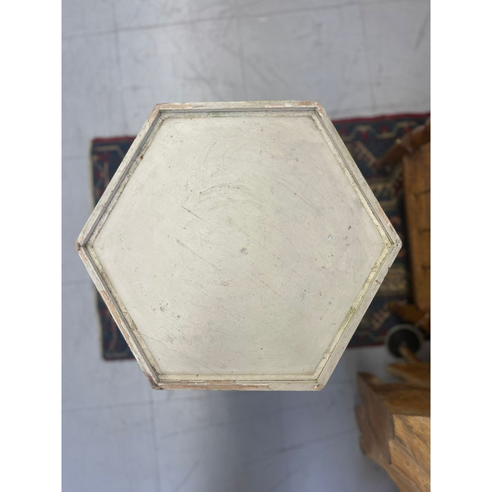 Vintage White Hexagonal Side Accent Table
