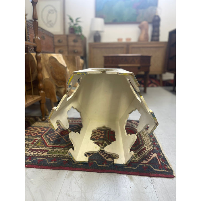 Vintage White Hexagonal Side Accent Table