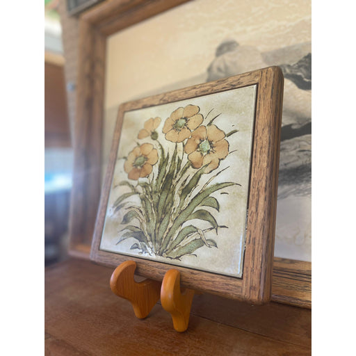 Vintage Wood Framed Floral Motif Art Decor