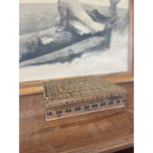 Vintage Wooden Box Inlayed Wooden Mosaic