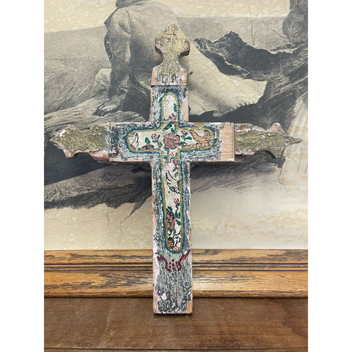 Vintage Wooden Hand Painted Cross.