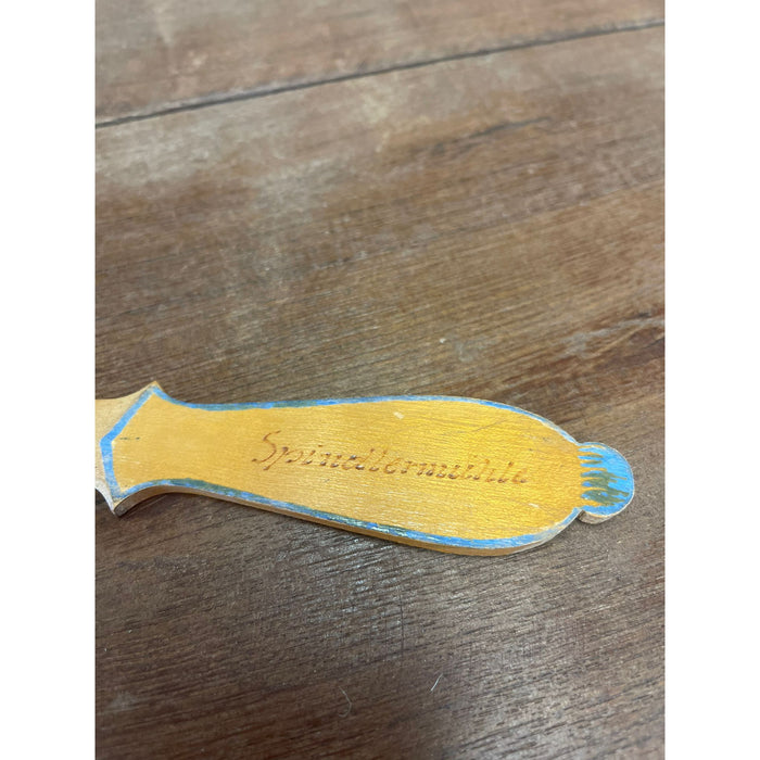 Vintage Wooden Letter Opener With Folk Style Art on Handles.