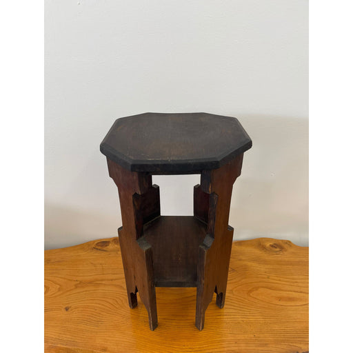 Vintage Wooden Primitively Designed Decorative Side Table With Octagonal Shaped Top