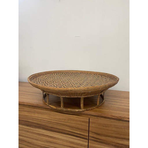 Vintage Woven Handmade Raised Decorative Basket Tray