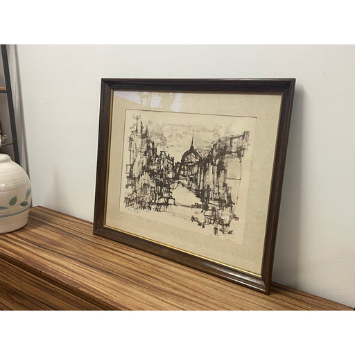 Vintage signed Original Lithograph “Duomo” by European Artist Max Gunther