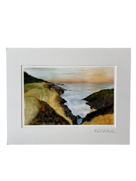 Watercolor Print Coastal Landscape "North of Manzanita" -Signed