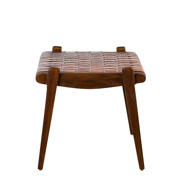 Full Grain Leather Bench Solid Teak Wood Frame (Available by Online Purchase Only)