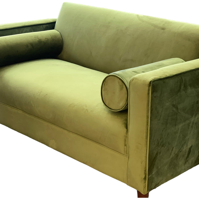 Brand New Loveseat Sofa Avocado Green Velvet Upholstery Solid Wood Frame