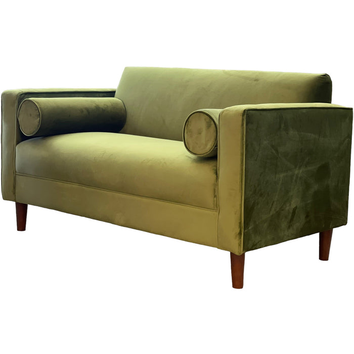Brand New Loveseat Sofa Avocado Green Velvet Upholstery Solid Wood Frame