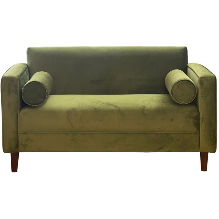 Brand New Loveseat Sofa Avocado Green Velvet Upholstery Solid Wood Frame