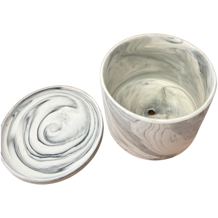 7” Brand New Handmade Marbled Table Planter Vase Drip Tray
