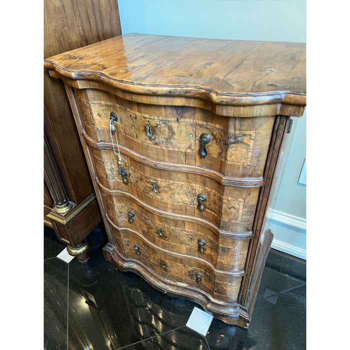 Antique 1850s Italian Baroque Walnut Burl Wood Foyer Or Living Room Side End-table Set (Available for Online Purchase Only)