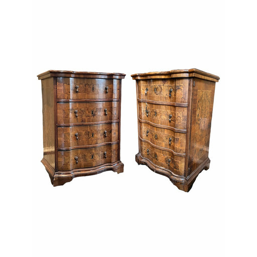 Antique 1850s Italian Baroque Walnut Burl Wood Foyer Or Living Room Side End-table Set (Available for Online Purchase Only)