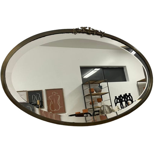 Antique Metal Oval Wall Mirror