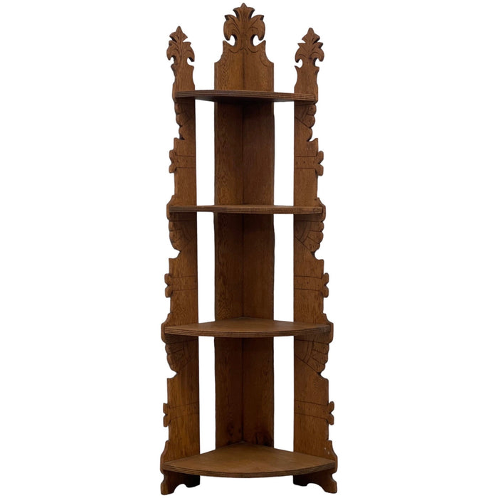 Antique Style Corner Bookshelf Fixed Shelves