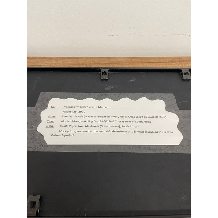 Framed Wood Block Style Signed Art