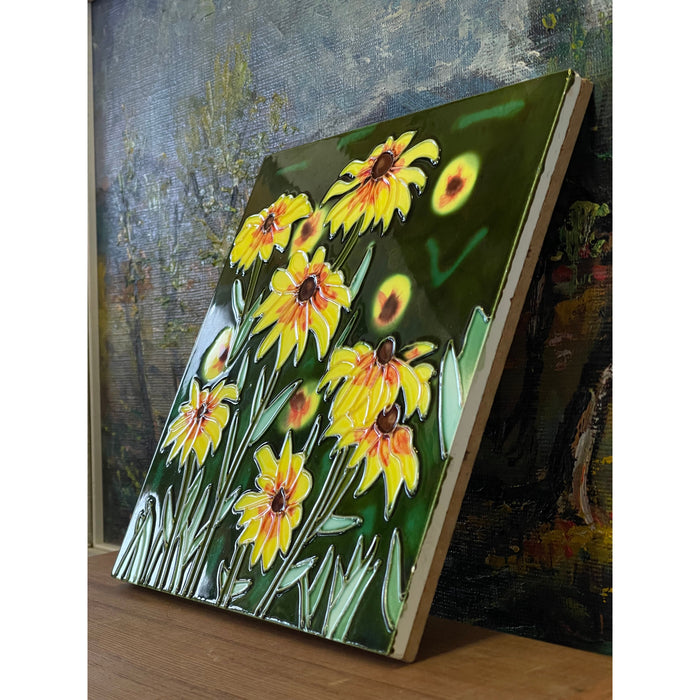 Painted Decorative Floor Tile piece