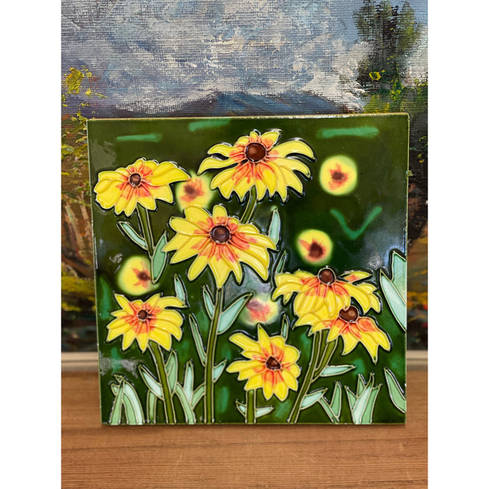 Painted Decorative Floor Tile piece