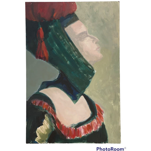 Portrait of a Woman from the Medieval age by Olga Prell Abstract Painting on Board