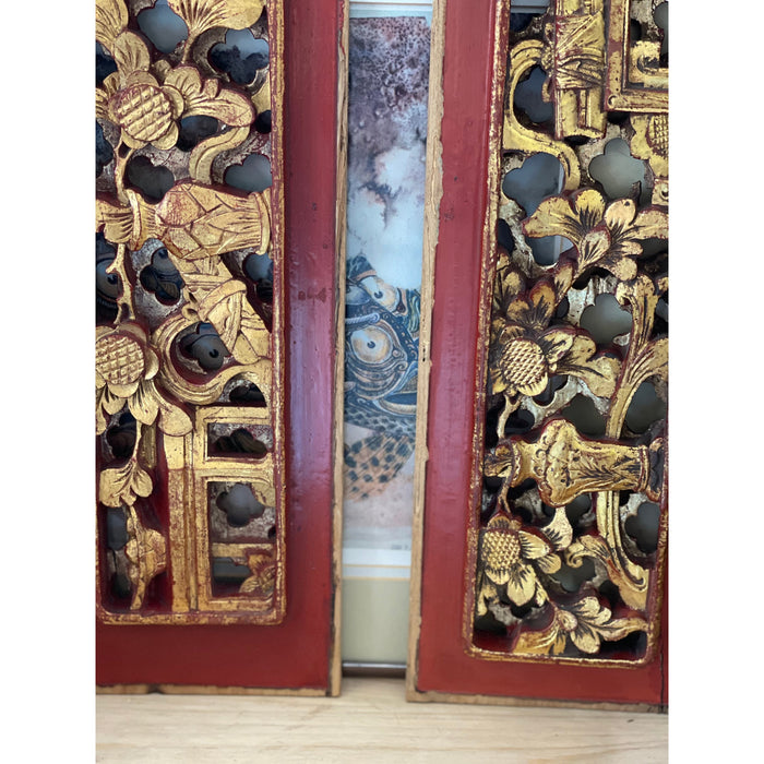 Possibly Antique Wood Panels With Intricate Hand Carving Pair