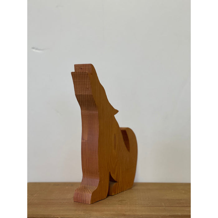 Rustic Wooden Carved Howling Animal