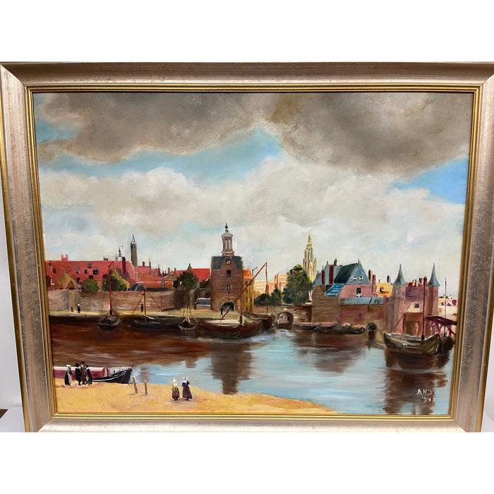 Signed and dated framed art painting.